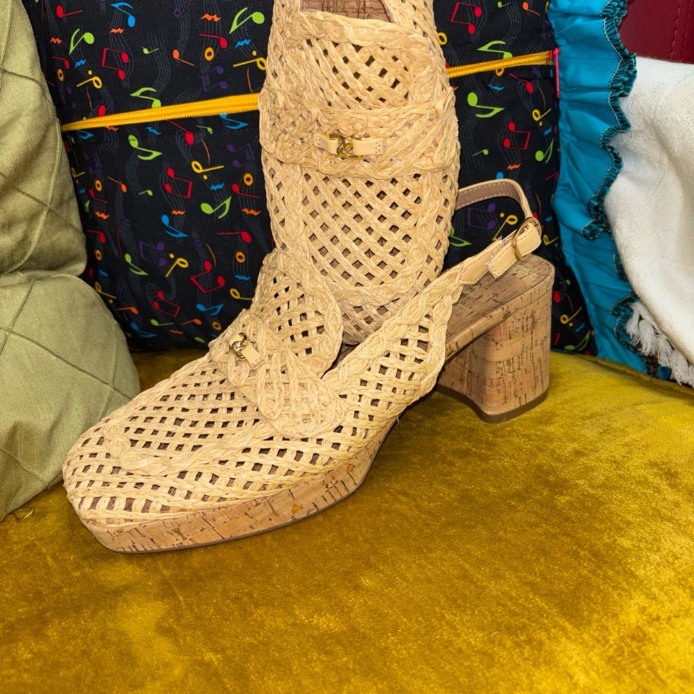 Elegant Woven Tan Heels - 3” heels